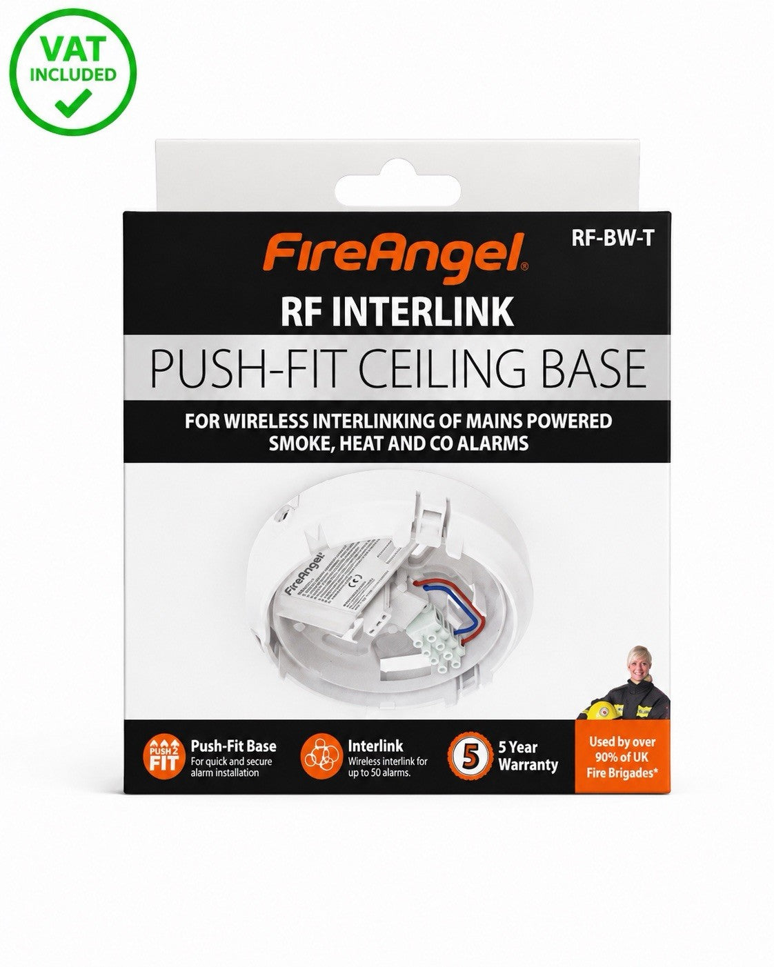 FireAngel RF-BW-T RF Interlink Push-Fit Ceiling Base Brand New 2035 VAT Included
