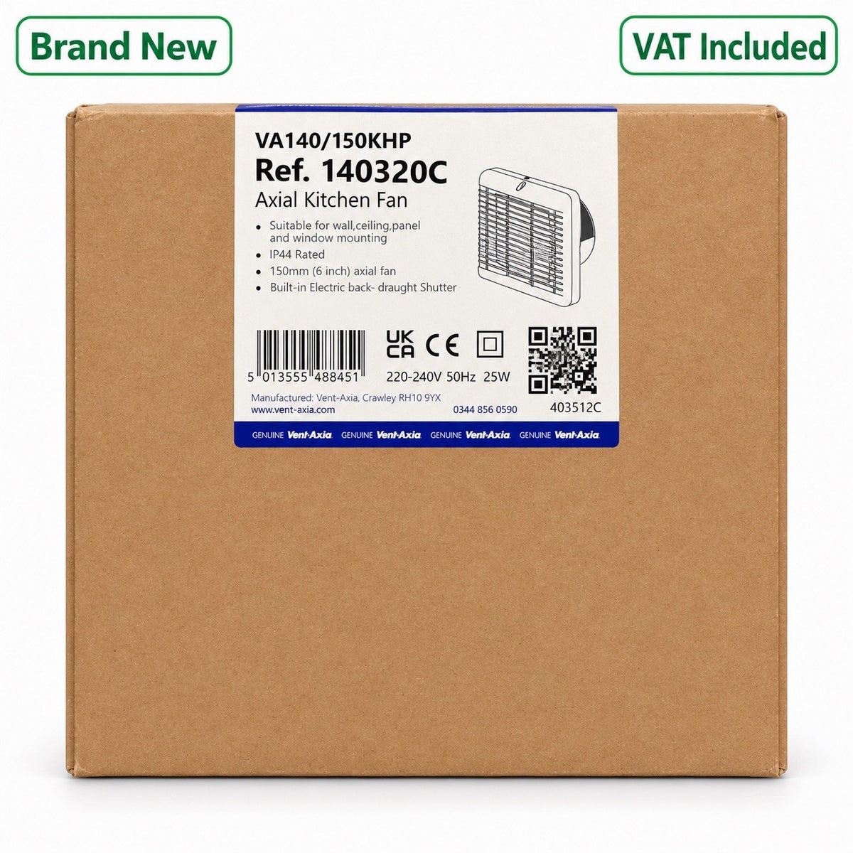 Vent-Axia VA140/150KHP 140320C 150mm Kitchen Extractor Fan Brand New