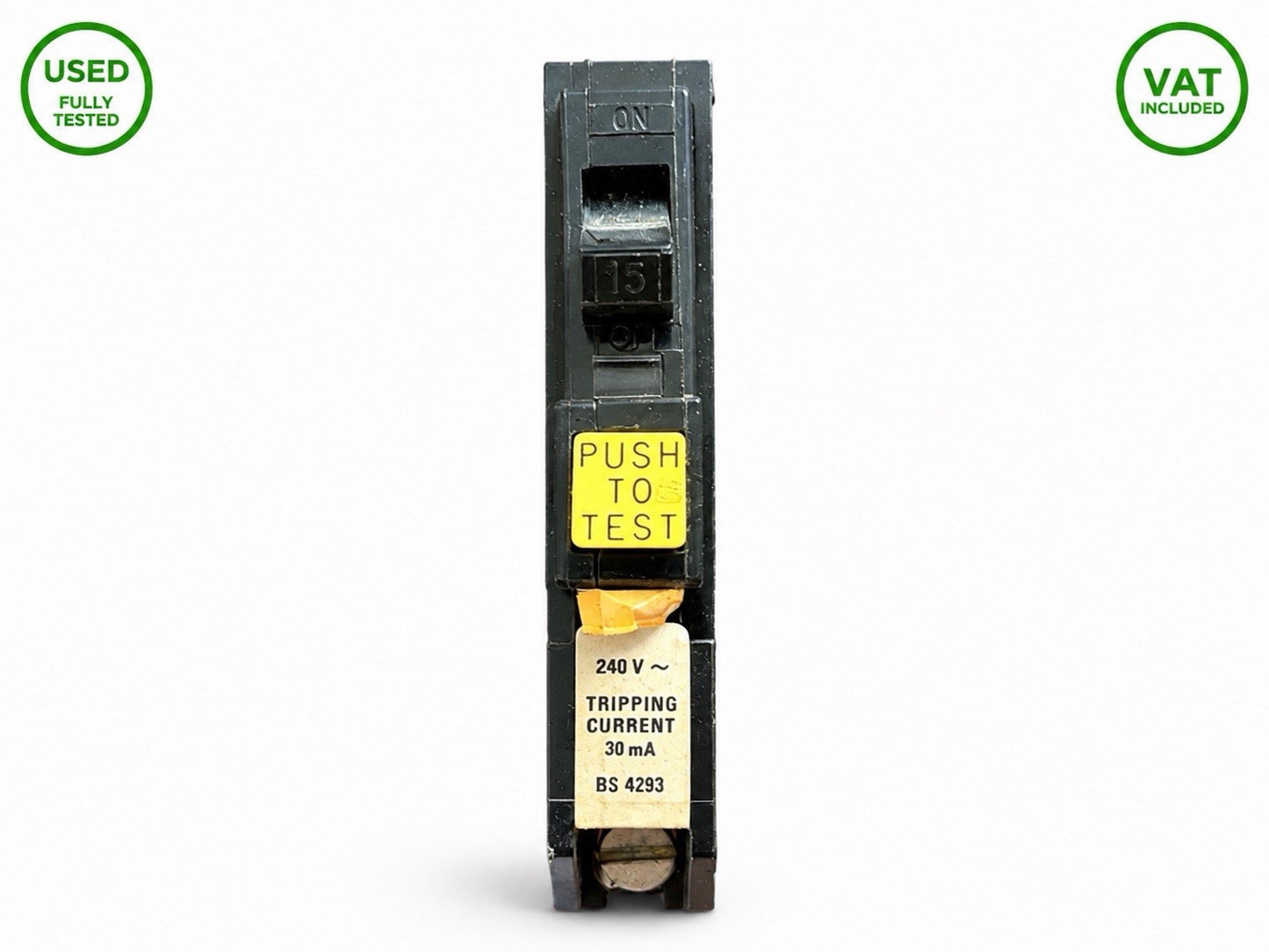 15A 30mA RCBO RCD Circuit Breaker BS4293 240V Used Fully Tested