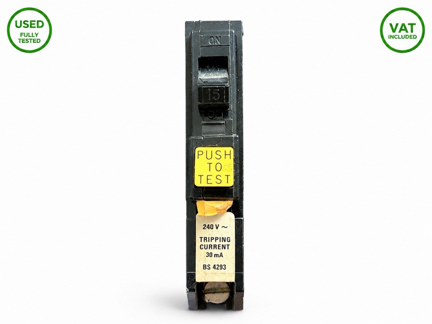 15A 30mA RCBO RCD Circuit Breaker BS4293 240V Used Fully Tested