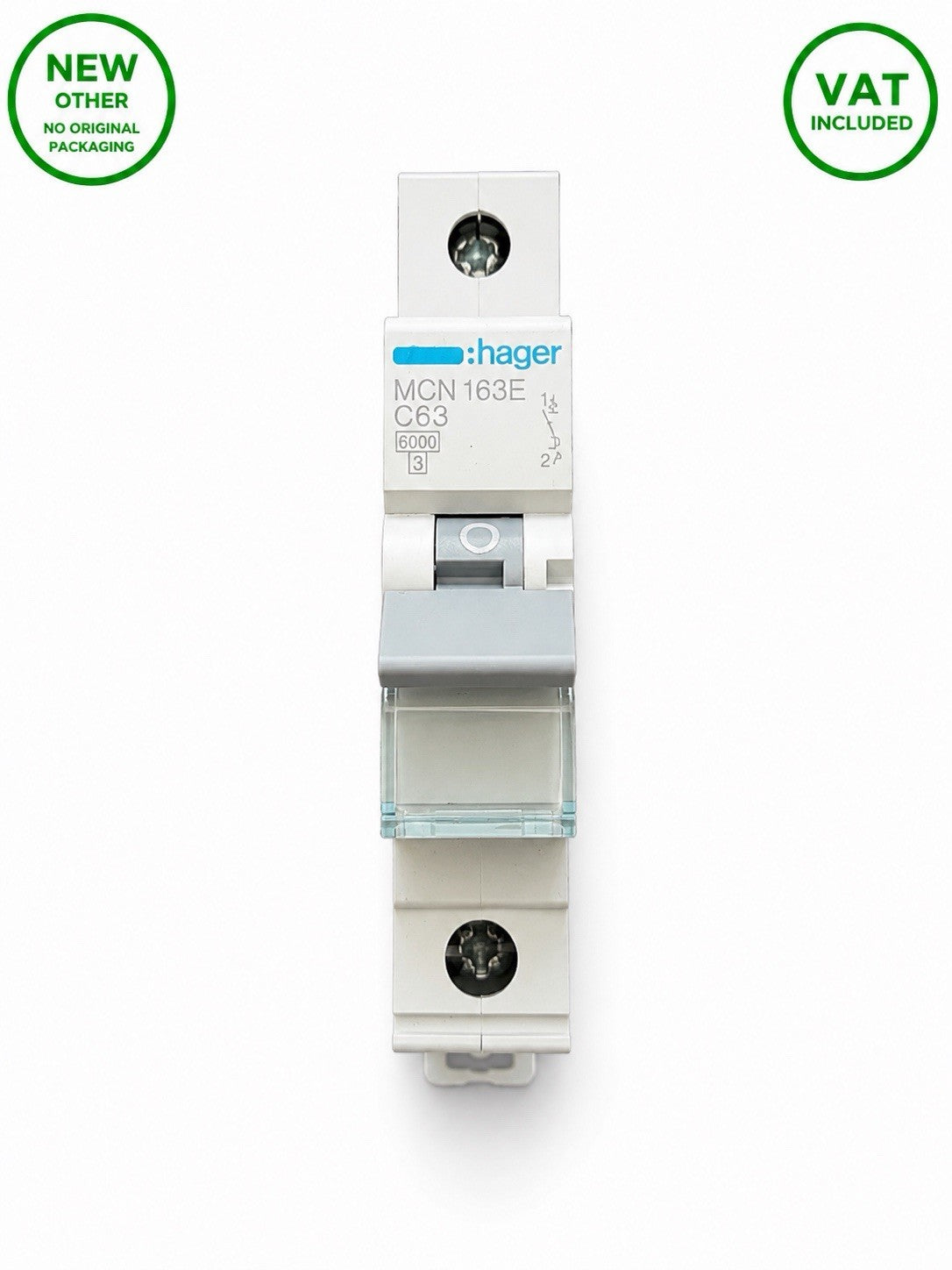 Hager MCN163E C63 63A Type C MCB 6kA Circuit Breaker New Other VAT Included