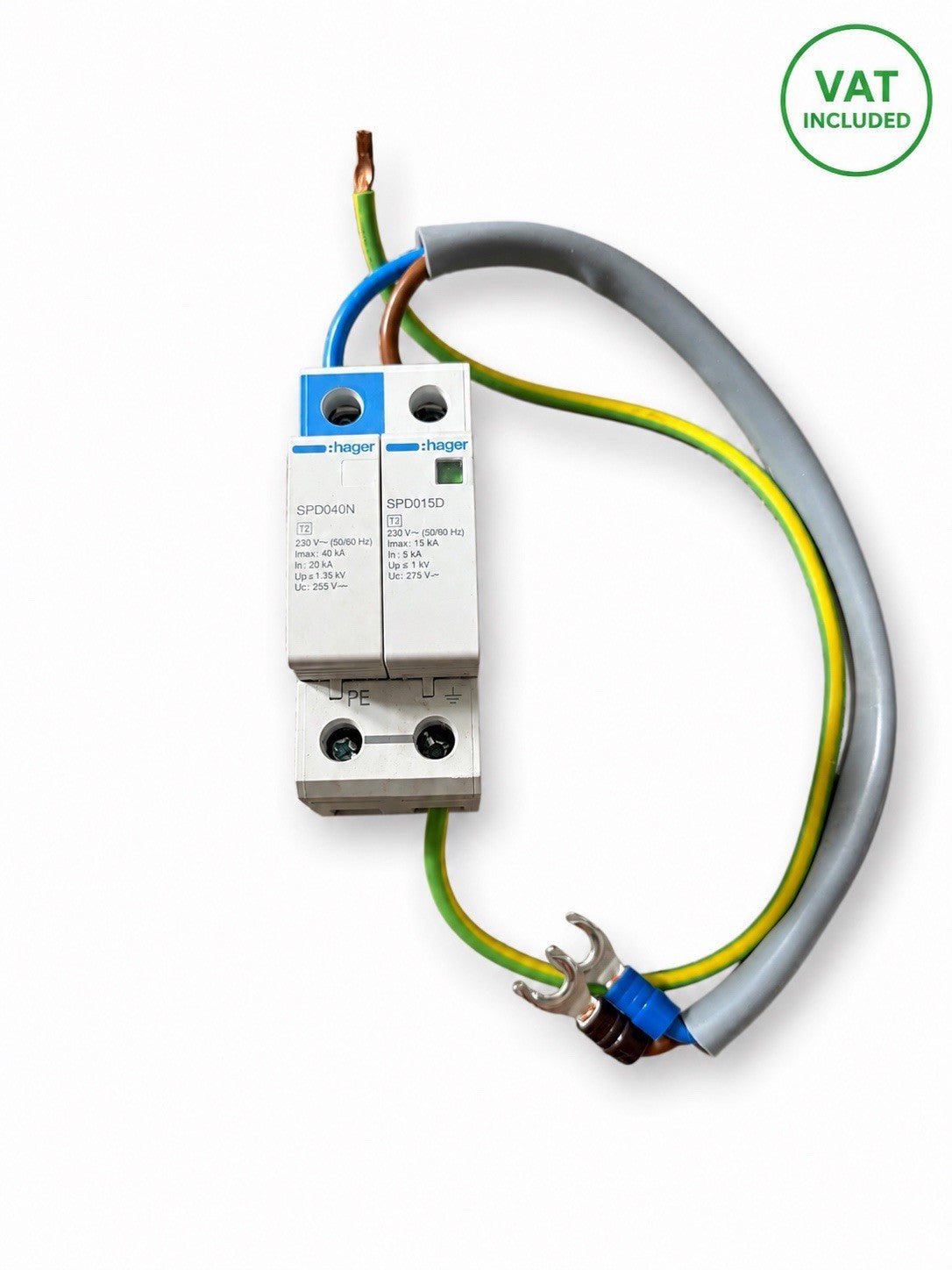 Hager VM02SPD Surge Protection Device Kit SPD040N SPD015D Type 2 SPD Used