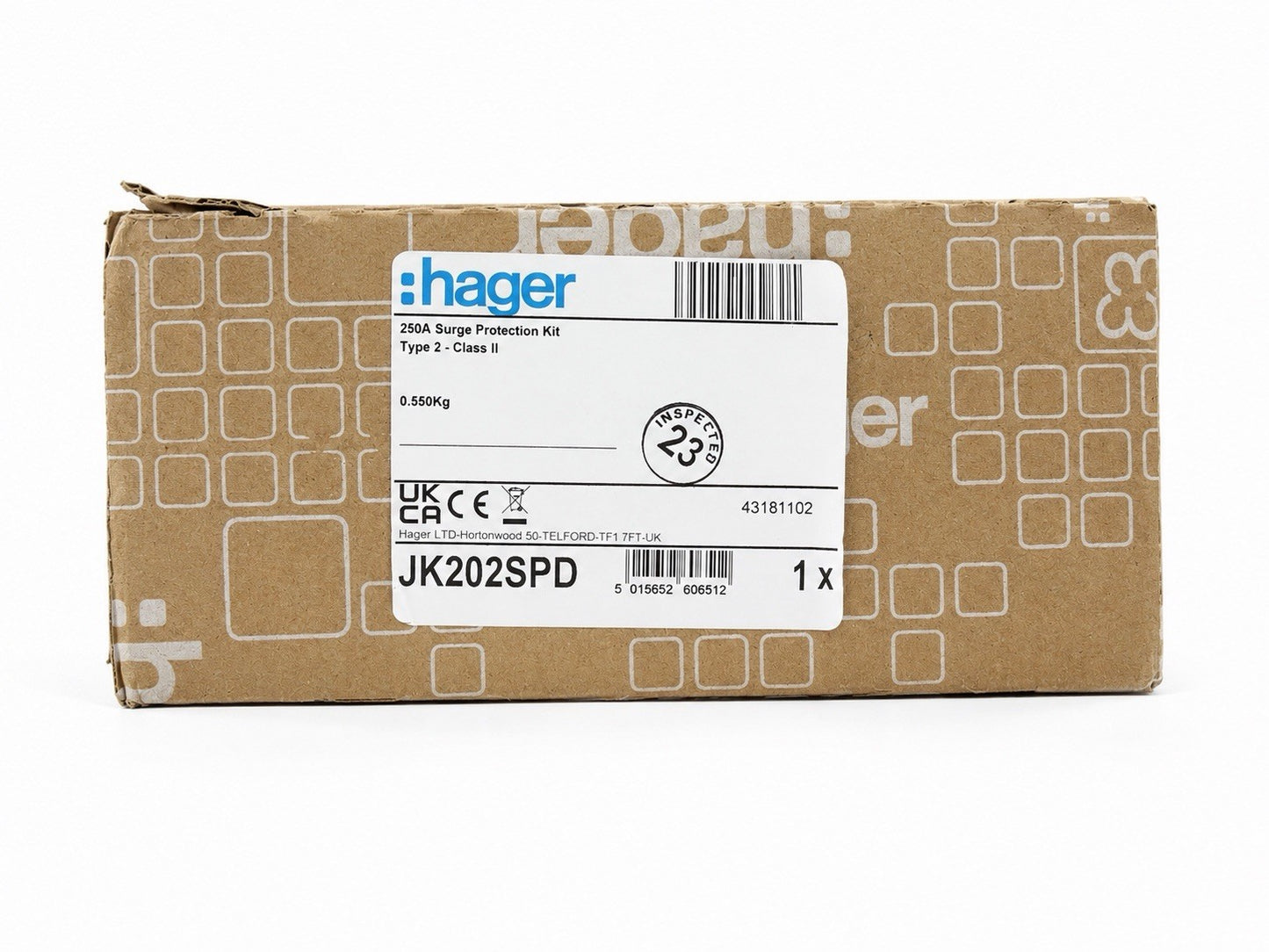 Hager JK202SPD 250A Type 2 Surge Protection Kit SPD Class II New