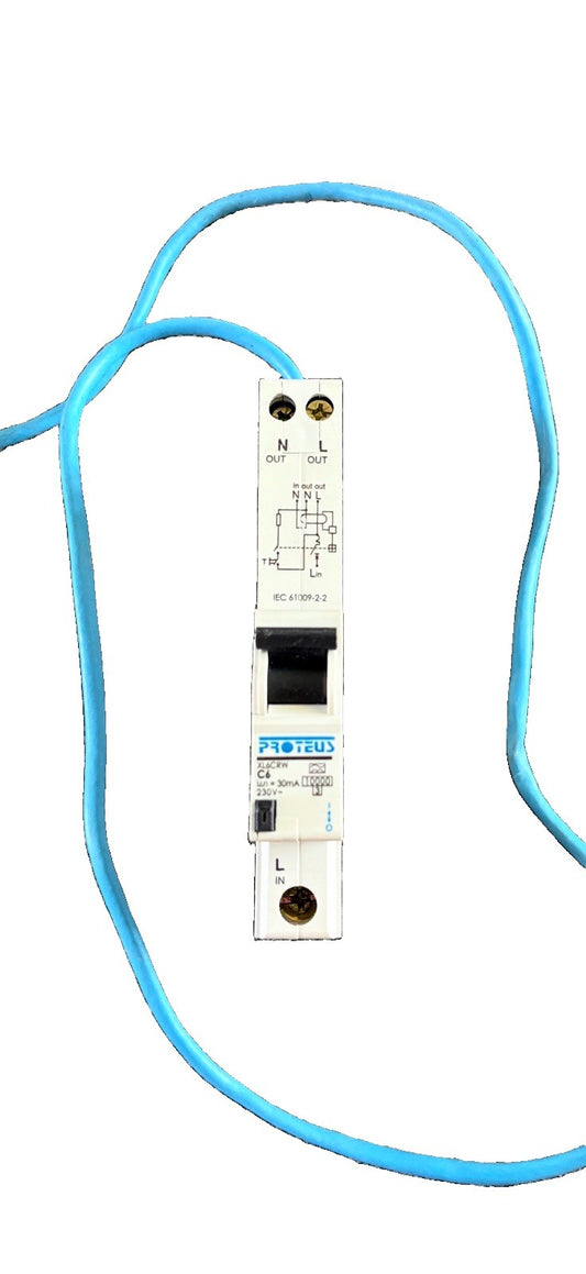 Proteus XL6CRW RCBO C6 6A 30mA Type A Circuit Breaker Used
