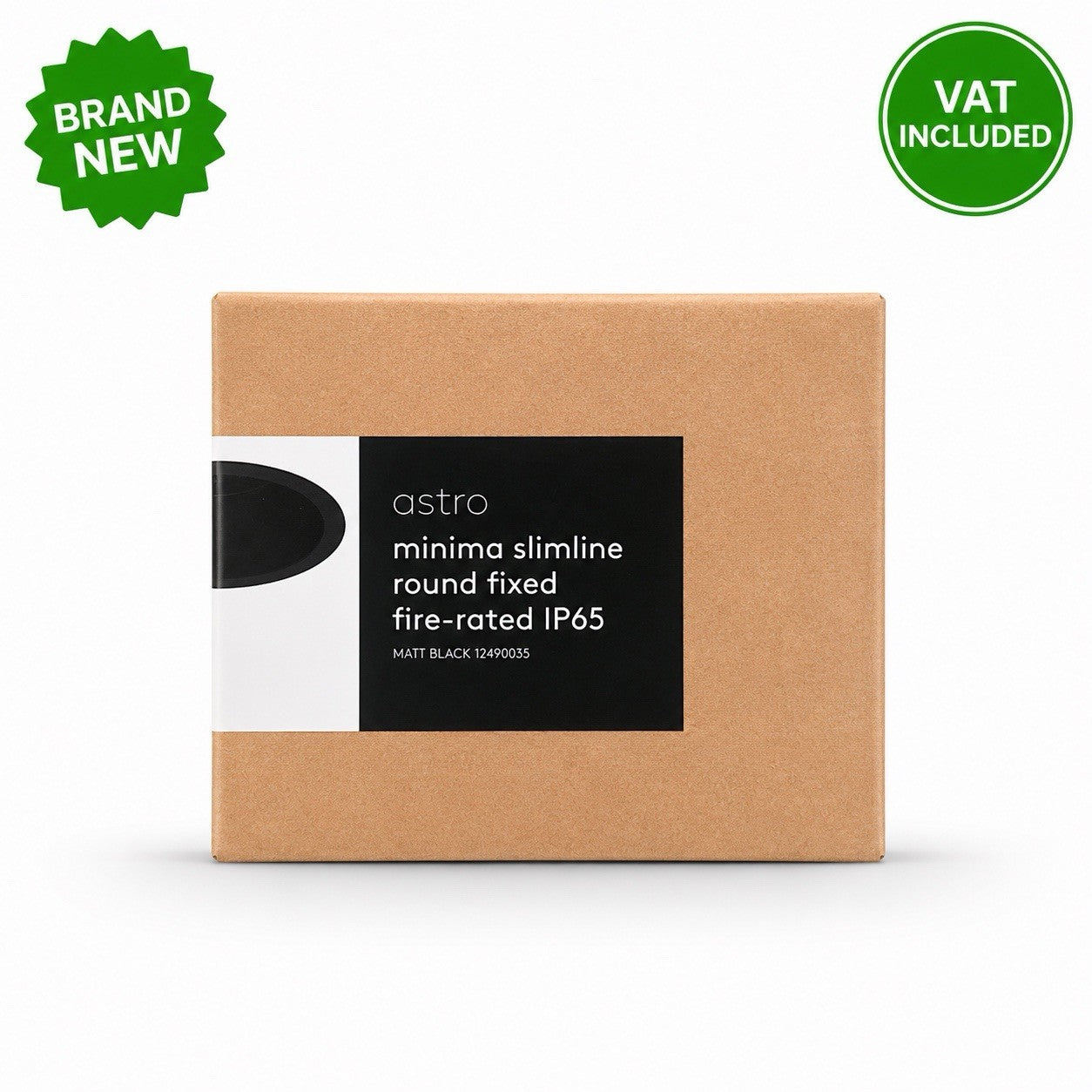 Astro Minima Slimline Round Fixed Fire Rated IP65 Matt Black 12490035 Brand New