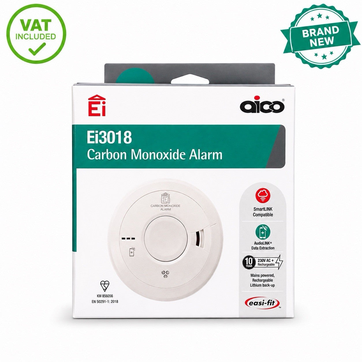Aico Ei3018 Carbon Monoxide Alarm 2033 Expiry Brand New Mains Powered VAT Inc