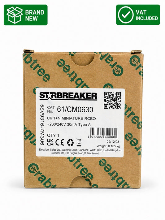 Crabtree Starbreaker 61/CM0630 C6 6A 30mA Type A Mini RCBO Brand New