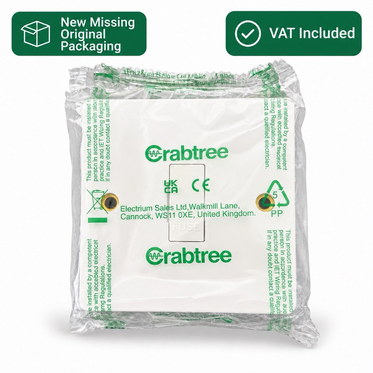 Crabtree Unswitched Fused Spur Connection Unit White New Other VAT Included