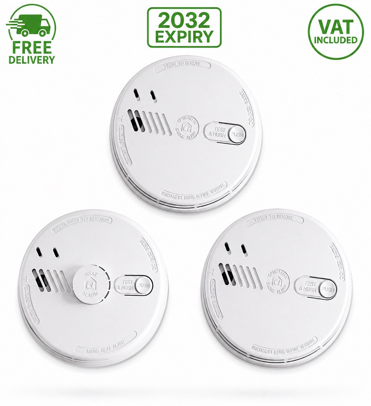Aico Ei141RC x2 & Ei144RC Heat Alarm Bundle 2032  Expiry Mains Smoke Alarm
