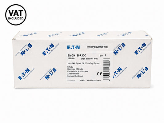 Eaton EMCH120R30C RCBO 20A Type C 30mA Type A 10kA SP Brand New In Box