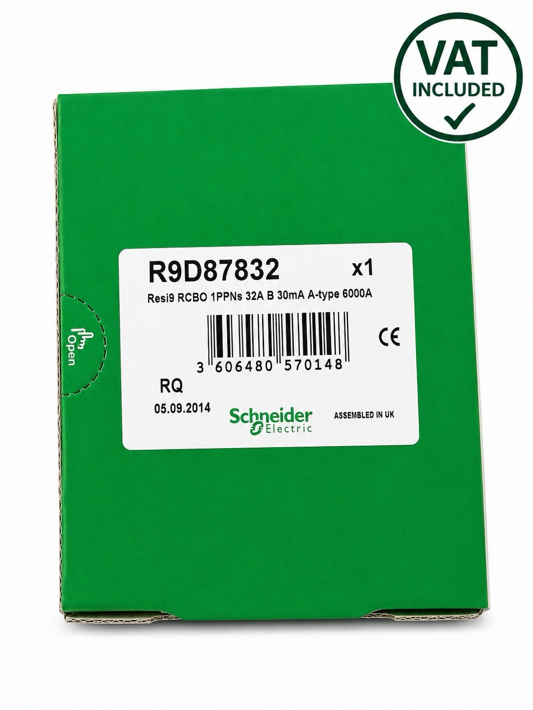 Schneider Resi9 RCBO R9D87832 32A B Type A 30mA 6kA 1P+N Brand New VAT Inc