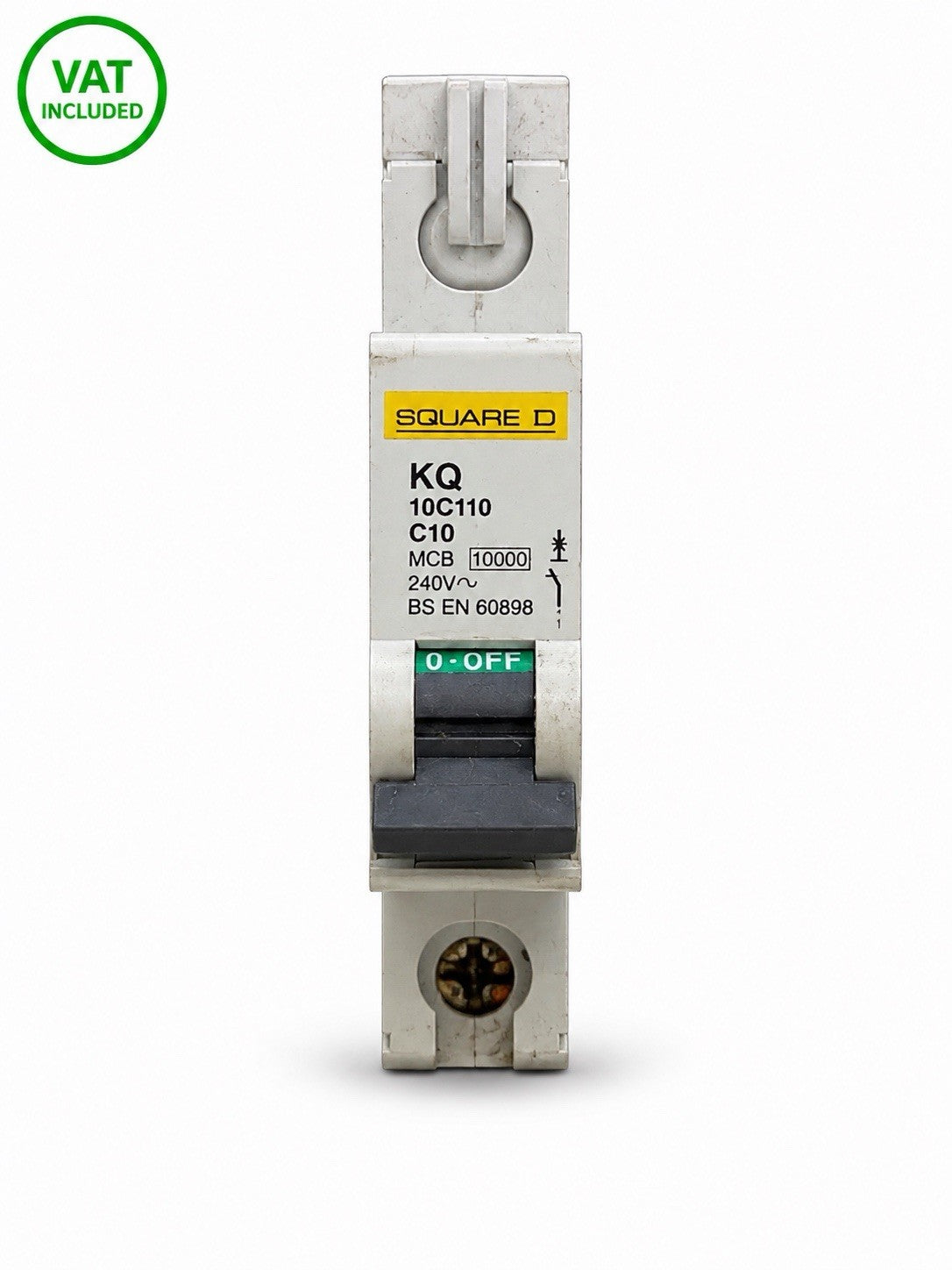 Square D KQ 10C110 C10 10A Type C 10kA Single Pole MCB Circuit Breaker Used