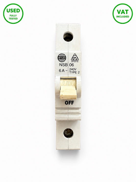 Wylex NSB06 6A Type 2 MCB Circuit Breaker 240V Used Fully Tested