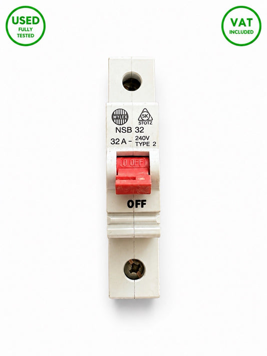 Wylex NSB32 32A Type 2 MCB Circuit Breaker 240V Used Fully Tested