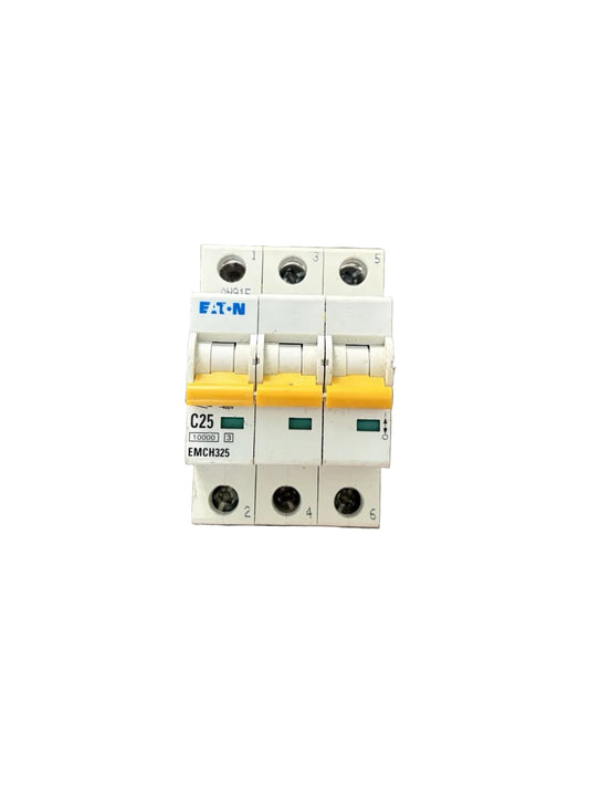 Eaton MCB 25 Amp Type C 25A Triple Pole 3 Phase C25 Memshield 3 EMCH325