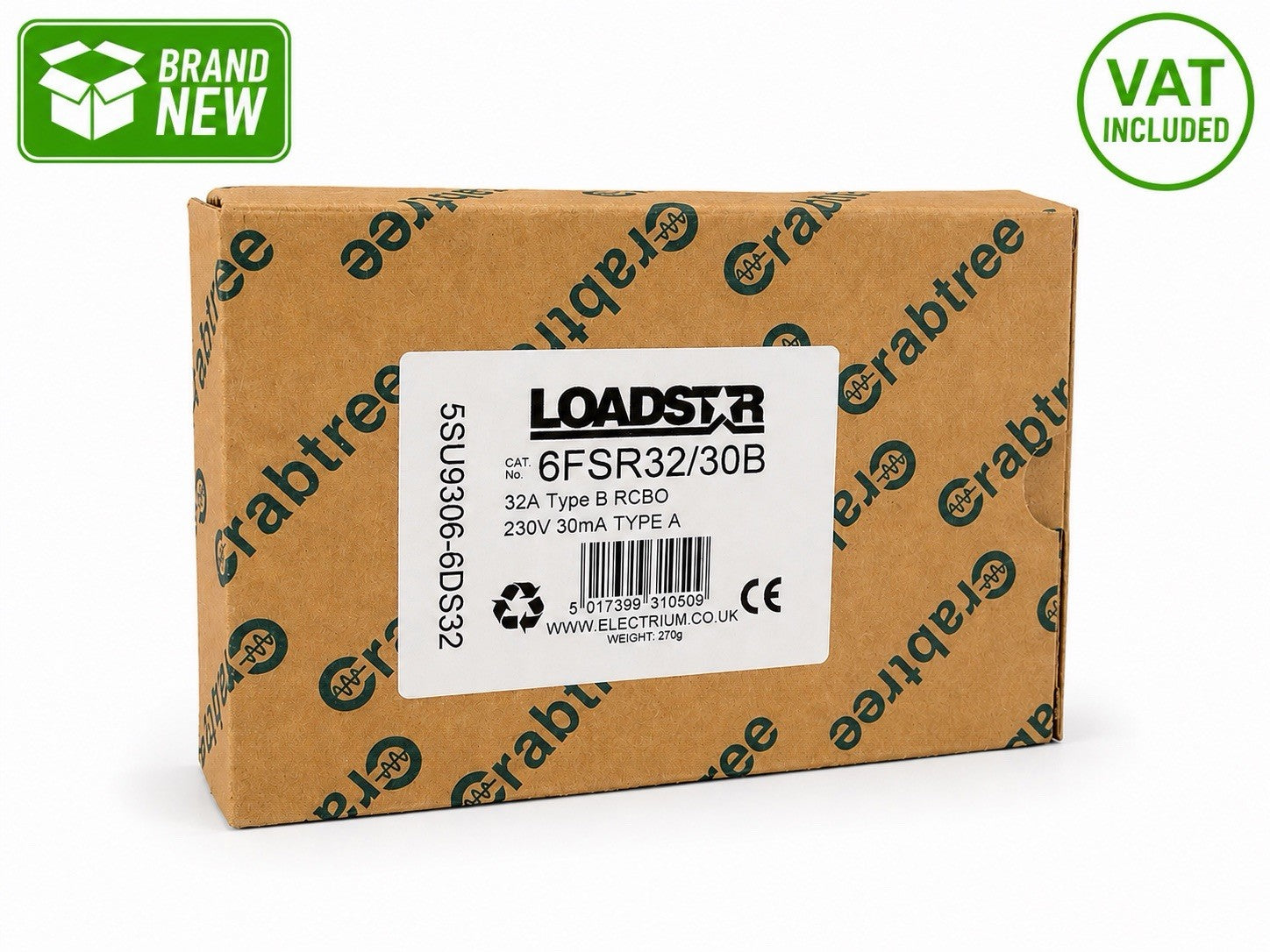 Crabtree Loadstar 6FSR32/30B B32 32A 30mA Type A RCBO Brand New