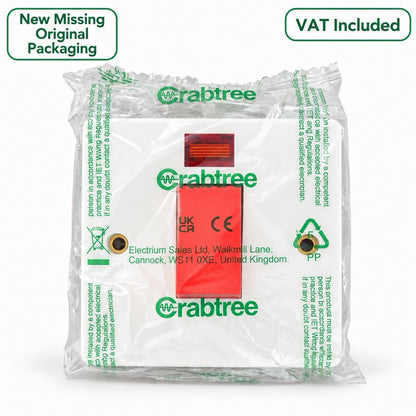 Crabtree 45A White Switch Red Rocker with Neon Indicator New Other VAT Included