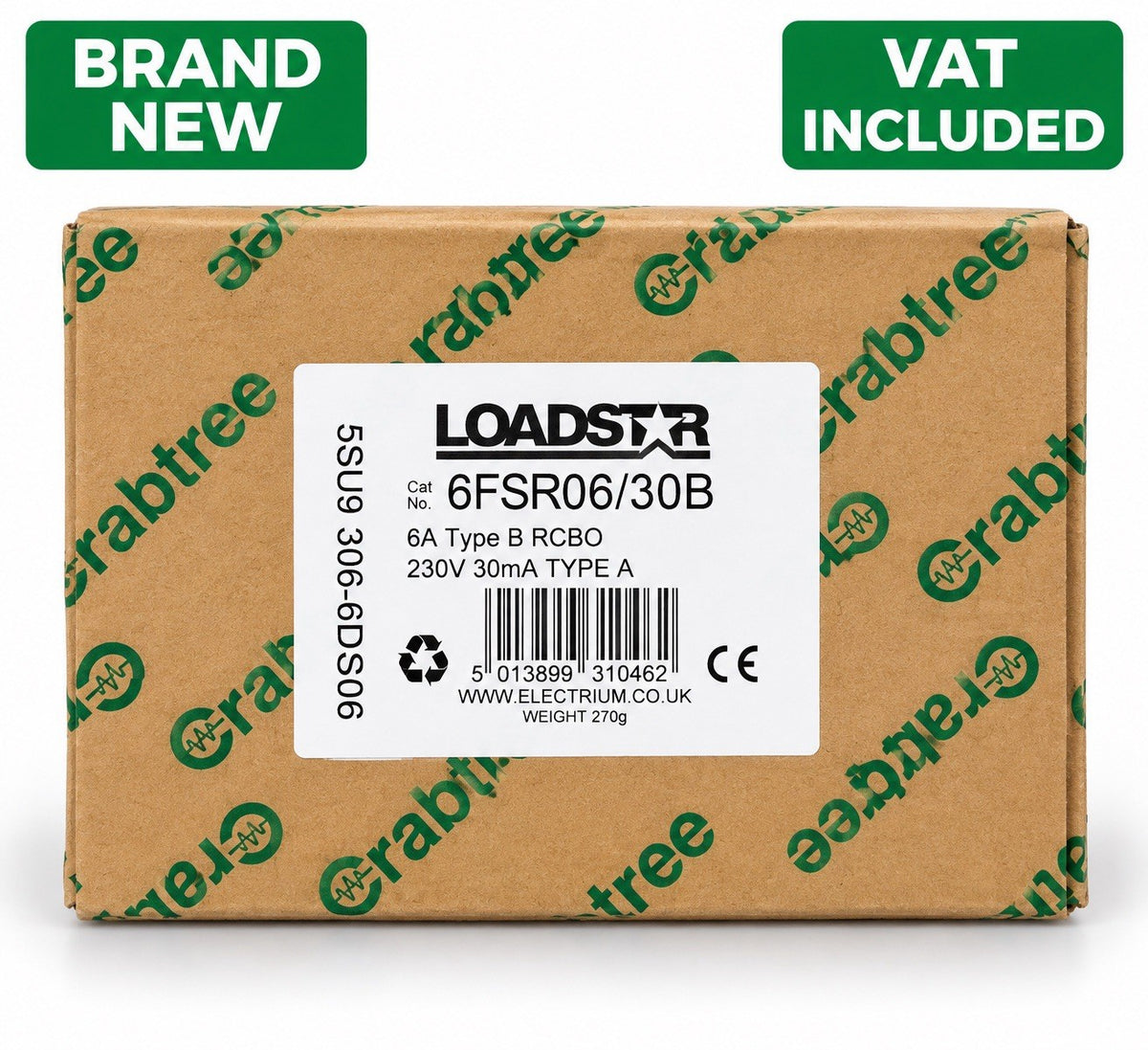 Crabtree Loadstar 6FSR06/30B 6A Type B 30mA Type A RCBO Brand New VAT Inc