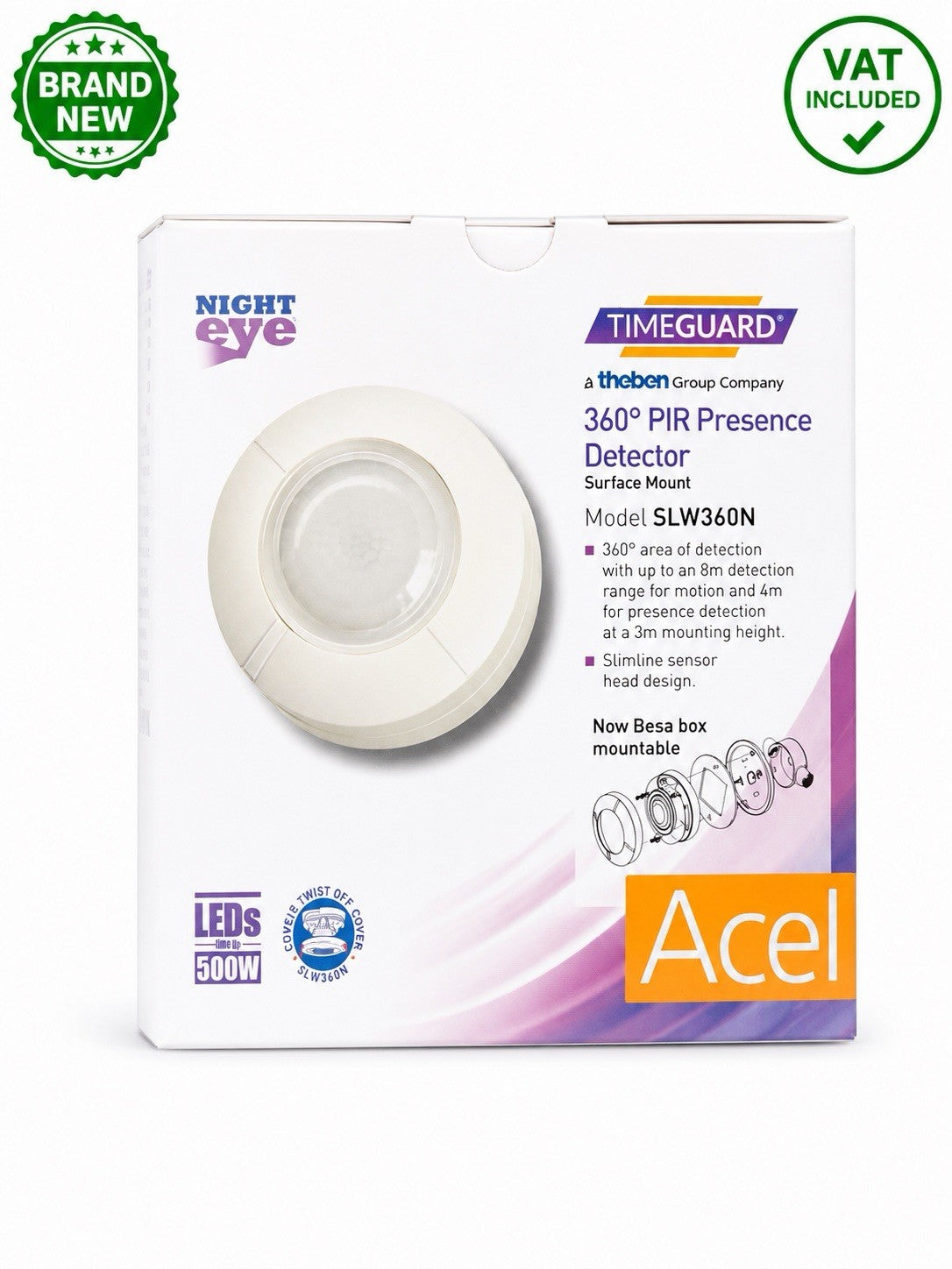 Timeguard SLW360N 360° PIR Presence Detector Surface Mount 2300W IP44