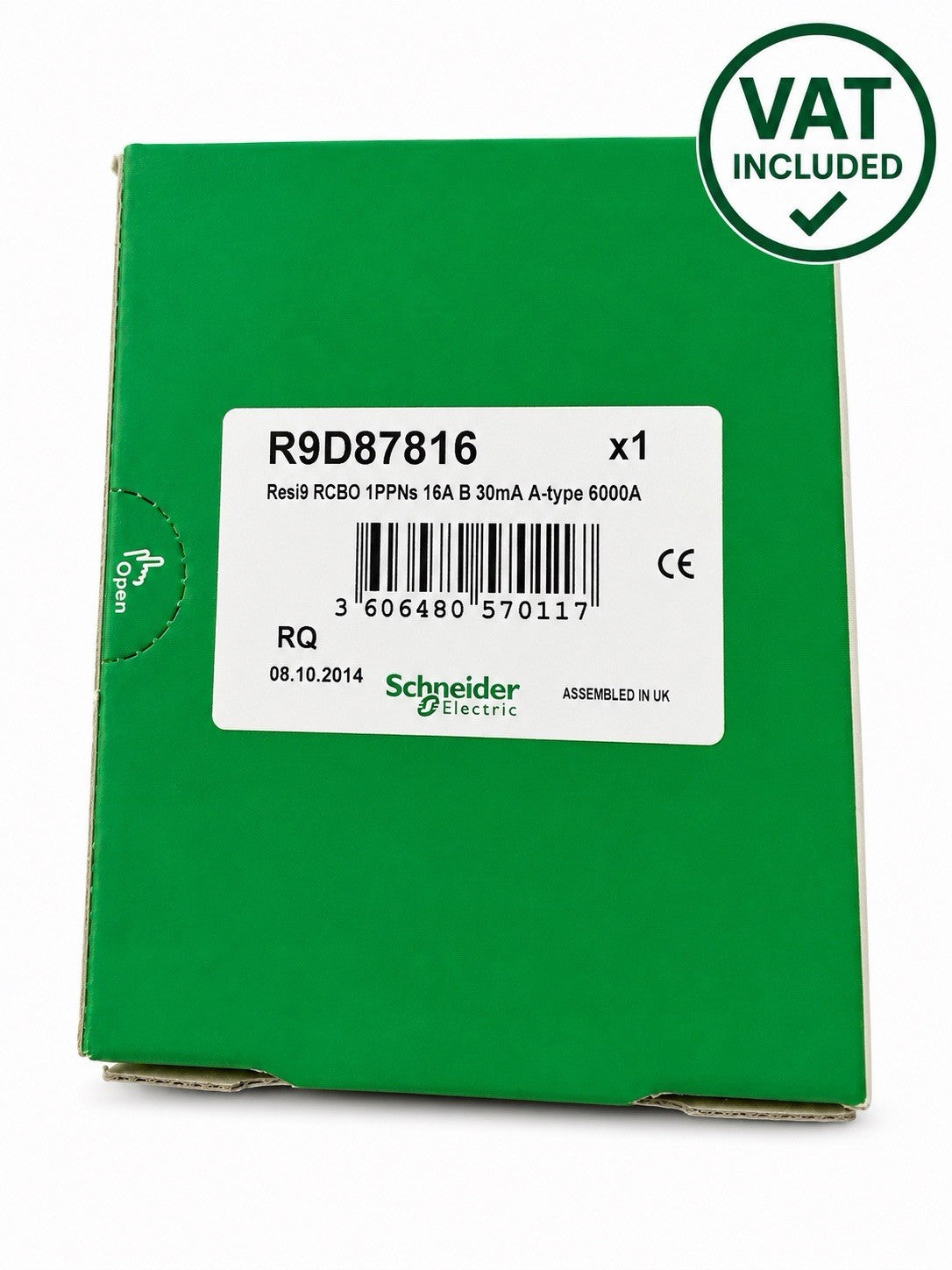 Schneider Resi9 RCBO R9D87816 16A B Type A 30mA 6kA 1P+N Brand New VAT Inc