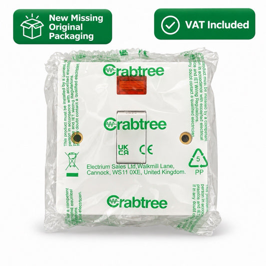 Crabtree Double Pole Switch with Neon White New Other VAT Included