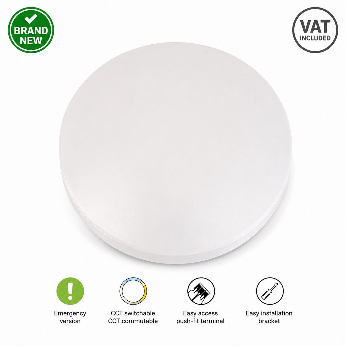 Collingwood WL94 10W LED Emergency Bulkhead Light IP44 CCT Switchable 1100lm