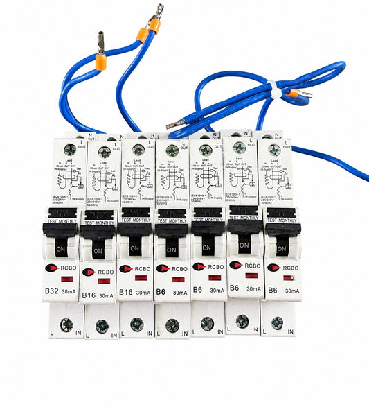 7x CDG / Lewden RCBO Bundle B32 B16 B6 30mA Circuit Breakers Used