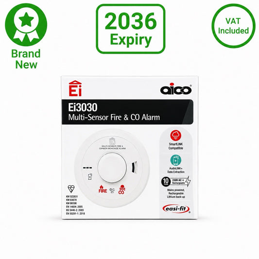 Aico Ei3030 Multi-Sensor Fire & Carbon Monoxide Alarm 2036 Expiry Brand New VAT