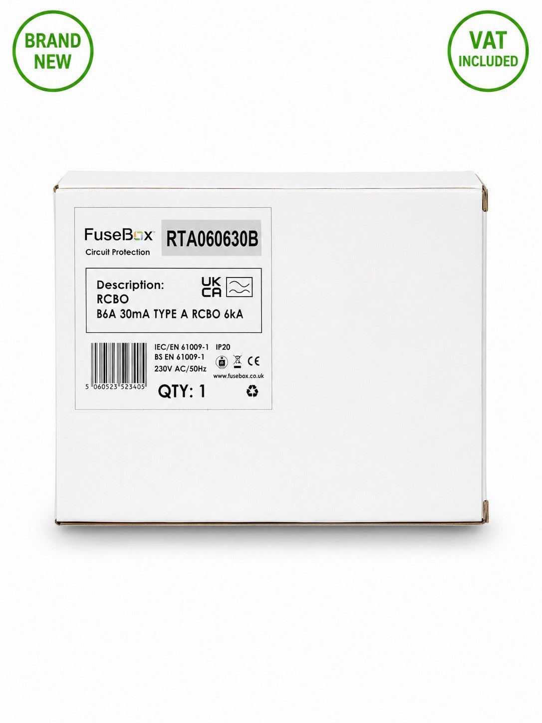 FuseBox RTA060630B B6 6A 30mA Type A RCBO 6kA Brand New