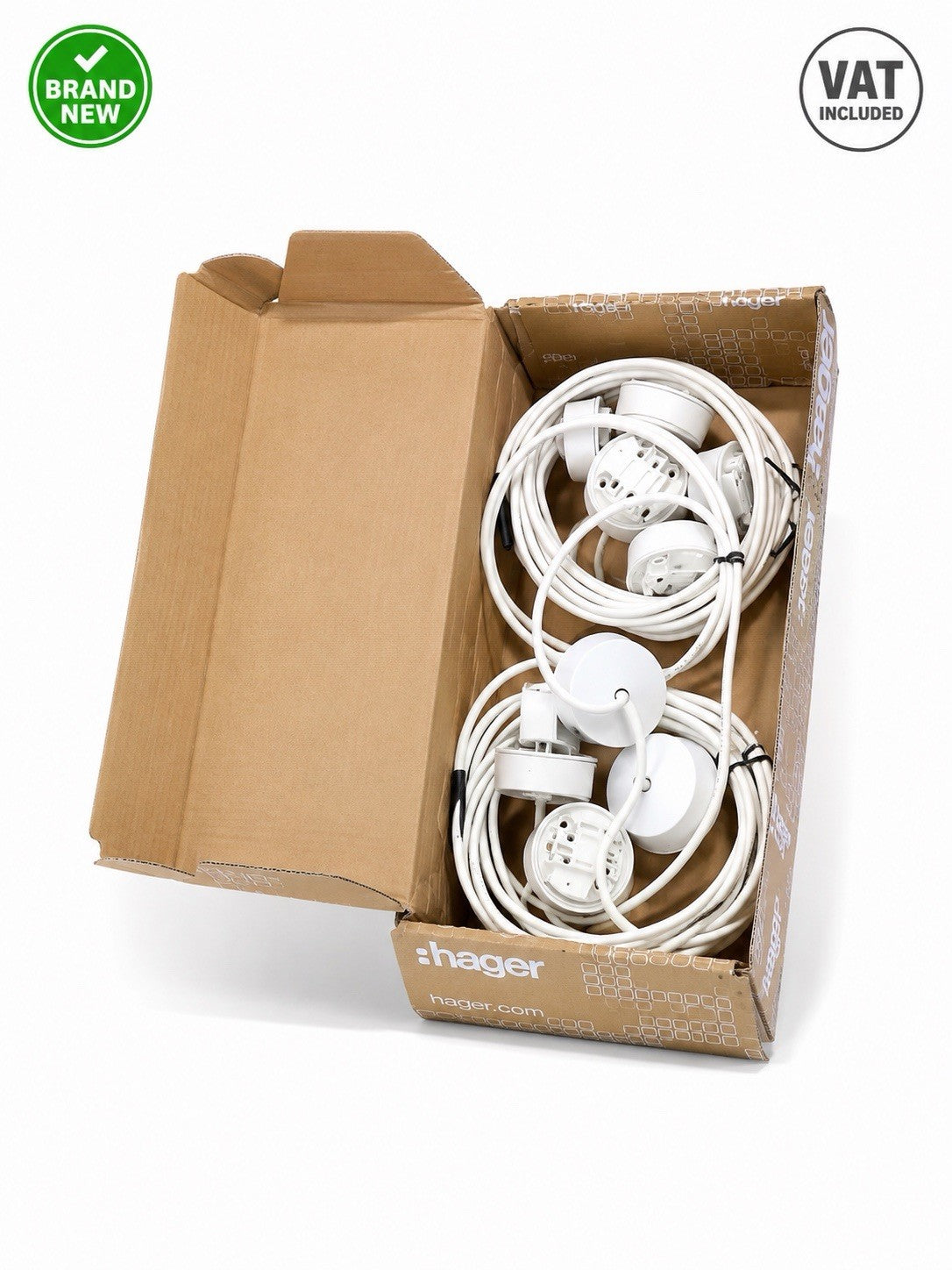 9x Hager Klik PCR2000/2.0 2m 3 Core PVC Lighting Cable Lead 0.75mm² Plug In