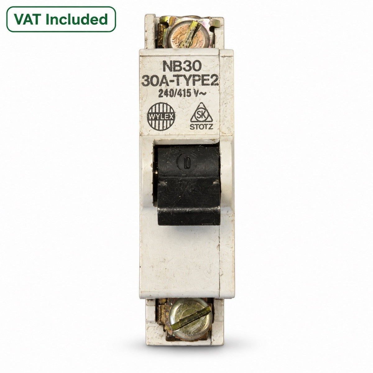 Wylex Stotz NB30 30A Type 2 Single Pole MCB Circuit Breaker Used