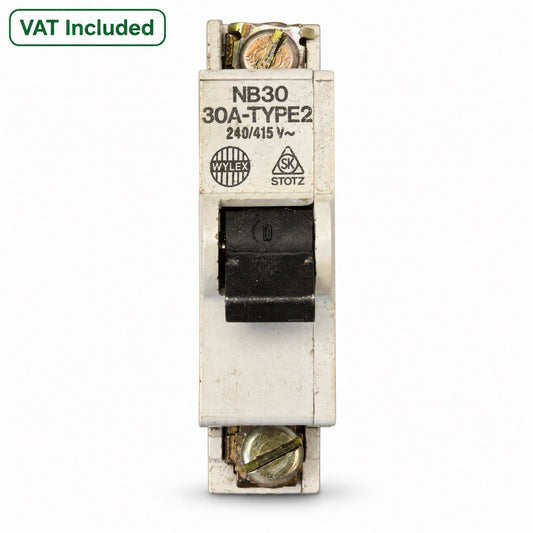 Wylex Stotz NB30 30A Type 2 Single Pole MCB Circuit Breaker Used
