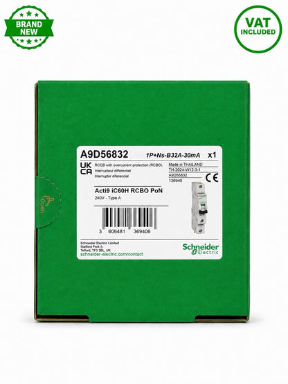 Schneider Electric A9D56832 Acti9 iC60H B32 32A 30mA Type A RCBO PoN Brand New
