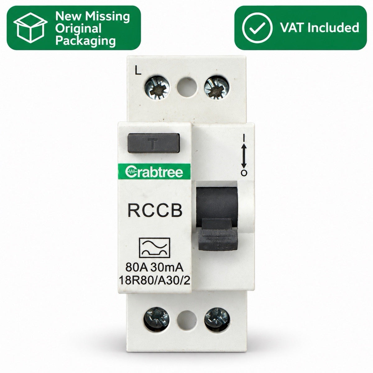 Crabtree 18R80/A30/2 80A 30mA Type A 2 Pole RCCB RCD New Other VAT Included