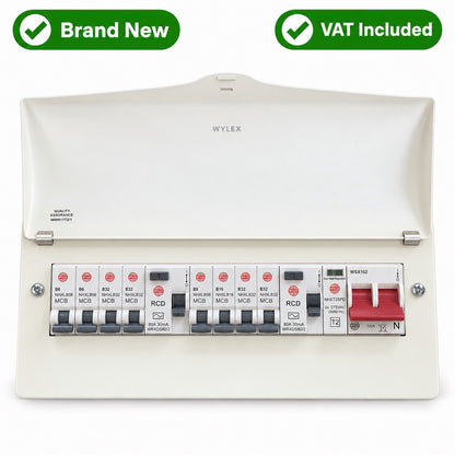 Wylex WNM1772/1 Metal Consumer Unit 100A Main Switch Dual Type A RCD SPD New
