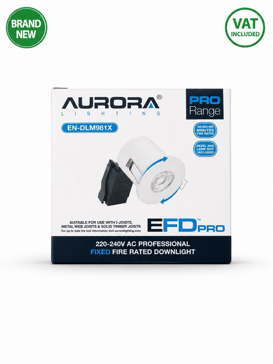 6x Aurora EN-DLM981X EFD Pro Fixed Fire Rated Downlights 220-240V Brand New