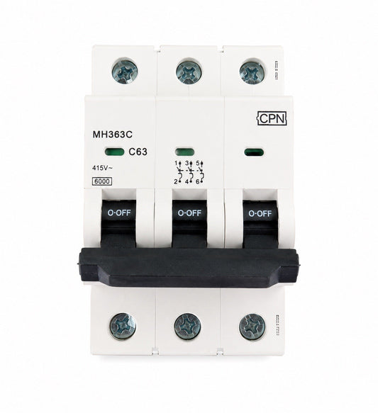 CPN MH363C C63 63A Triple Pole MCB 3 Phase Circuit Breaker
