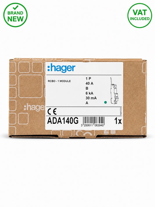Hager ADA140G B40 40A 30mA Type A RCBO 6kA Single Module Brand New