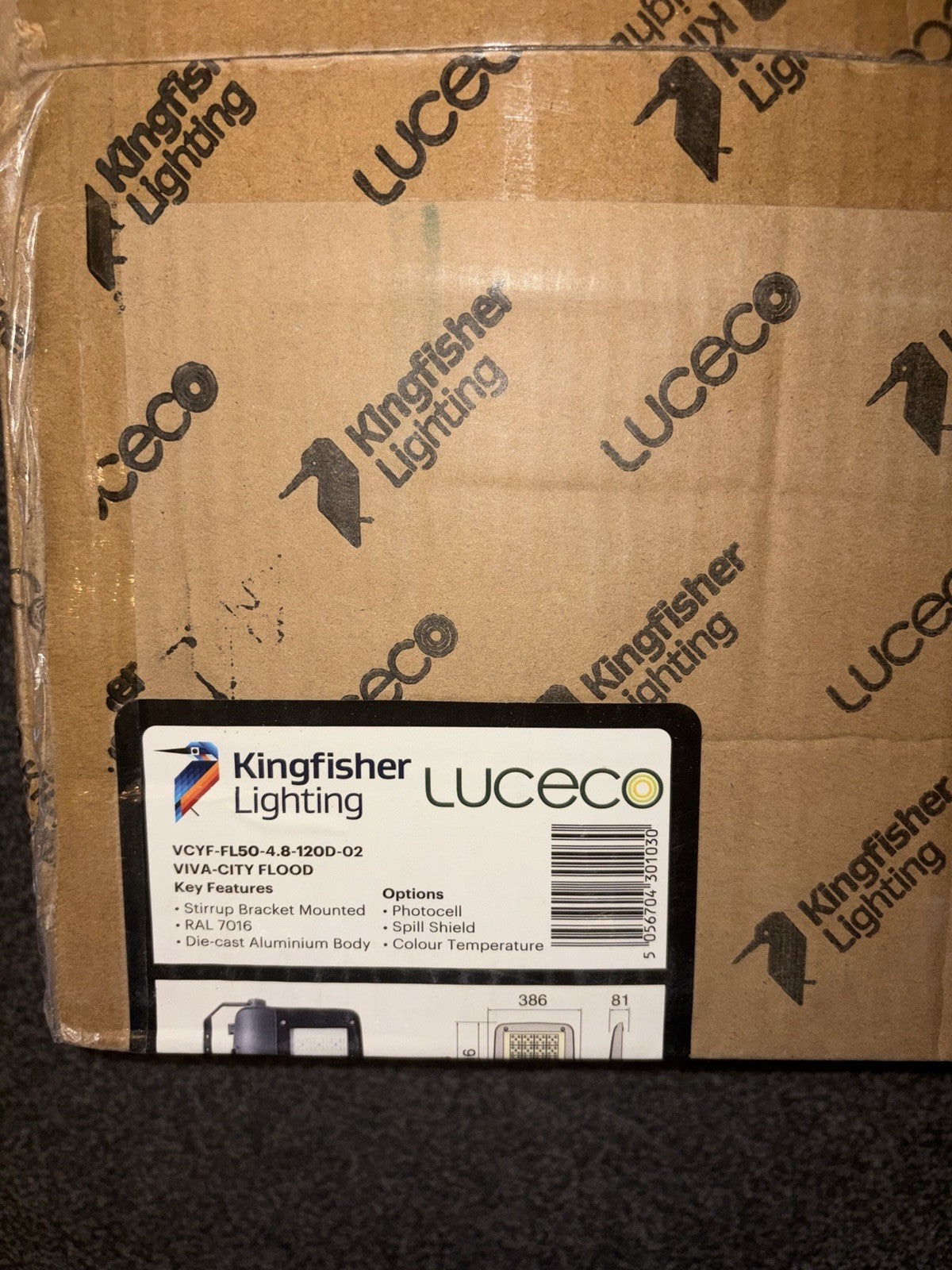 Luceco VCYF-FL50-4.8-120D-02 Viva-City 48W LED Floodlight 5000lm IP66 4000K