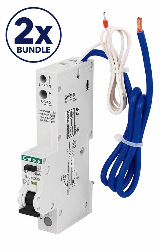 2x Crabtree Loadstar 61/B13230 B32 32A 30mA Type A RCBO MCB RCD New Other