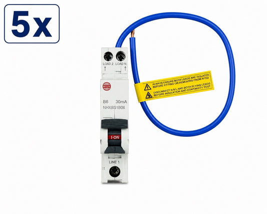 5x Wylex NHXBS1B06 B6 30mA RCBO 6kA Type B New Other No Box