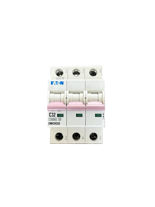 EATON 32 AMP CURVE C 10kA TRIPLE POLE MCB CIRCUIT BREAKER EMCH332
