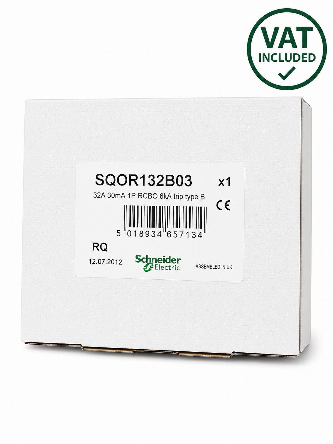 Schneider Square D RCBO SQOR132B03 32A B Curve 30mA 6kA 1P Brand New VAT Inc