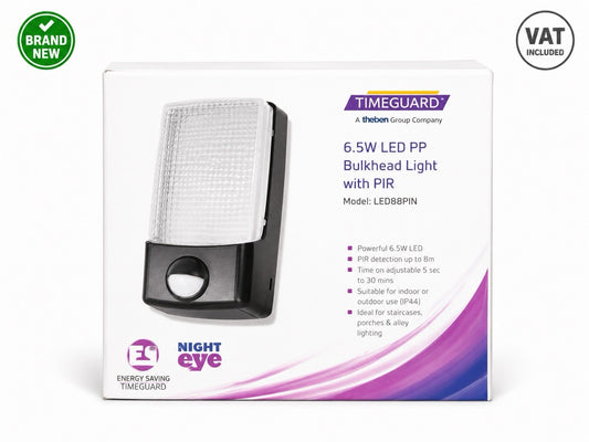 Timeguard LED88PIRN Night Eye 6.5W LED PIR Bulkhead Security Light Sensor