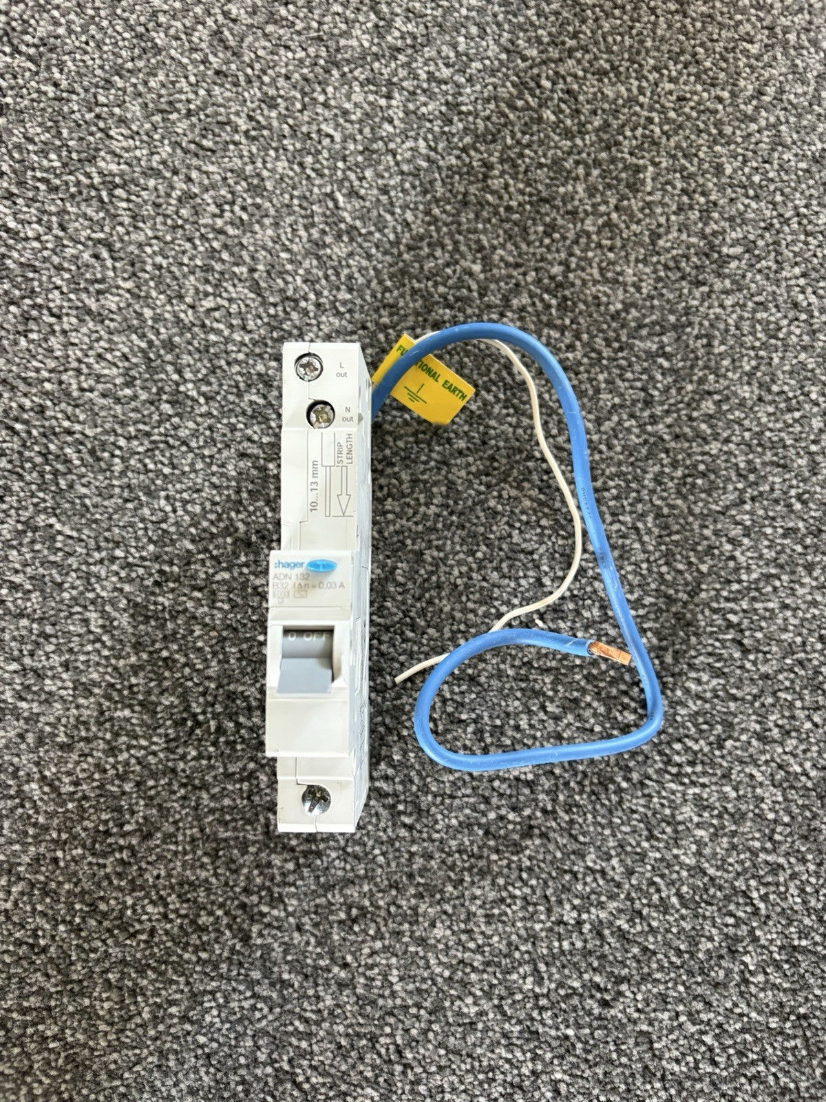 Hager 32A Curve B 6kA 30mA RCBO Type AC ADN132