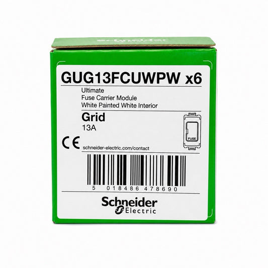 6x Schneider Ultimate 13A Grid Fuse Carrier Module White GUG13FCUWPW New