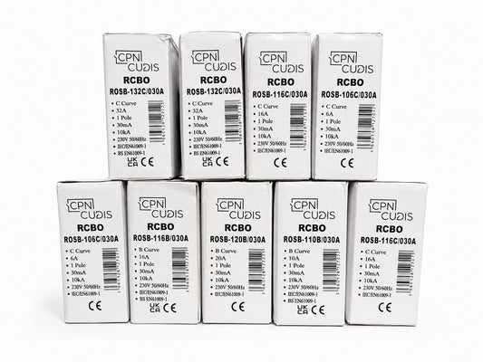 9x CPN Cudis RCBO Bundle 6A 10A 16A 20A 32A 30mA Type A Mixed Job Lot