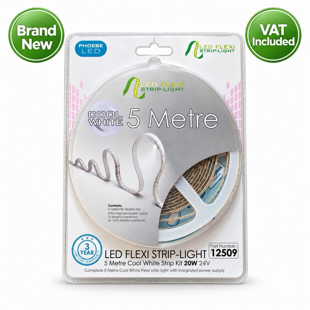 Phoebe LED 12509 5m Cool White Strip Light Kit 20W 24V Brand New VAT Included