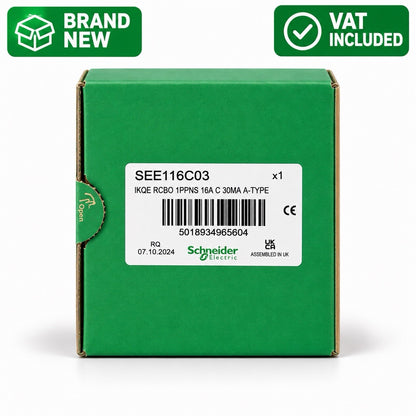 Schneider Electric SEE116C03 16A C Curve 30mA Type A RCBO 1P+N Brand New
