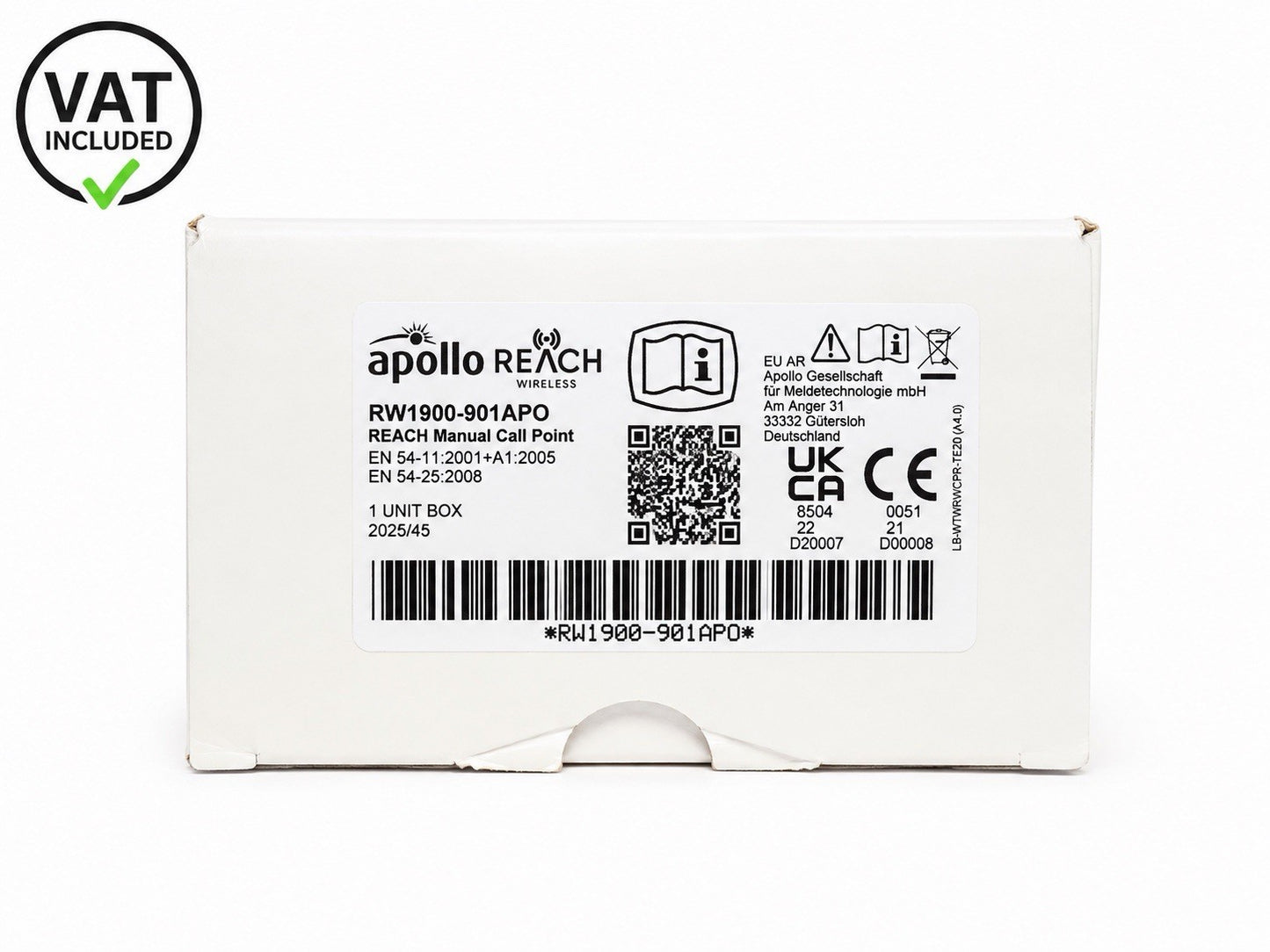 Apollo REACH RW1900-901APO Wireless Manual Call Point Brand New Fire Alarm MCP